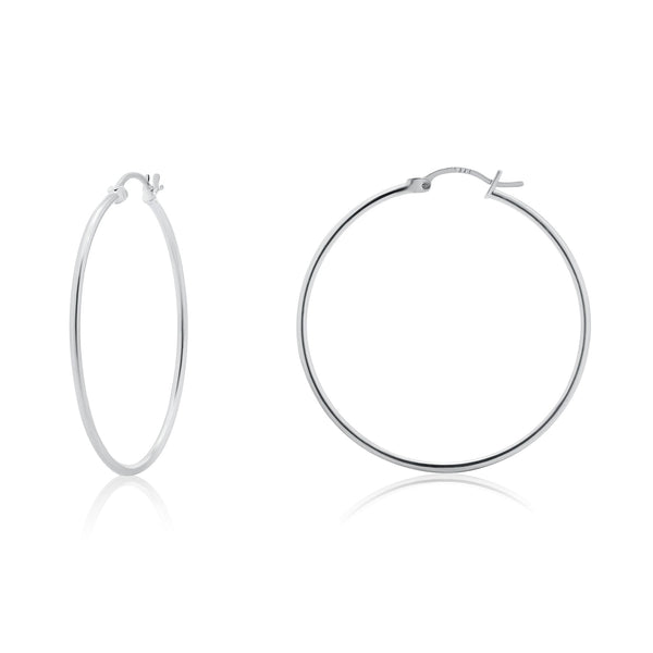 Silver 925 High Polished Hoop Earrings 1.5mm - HP02-1.5