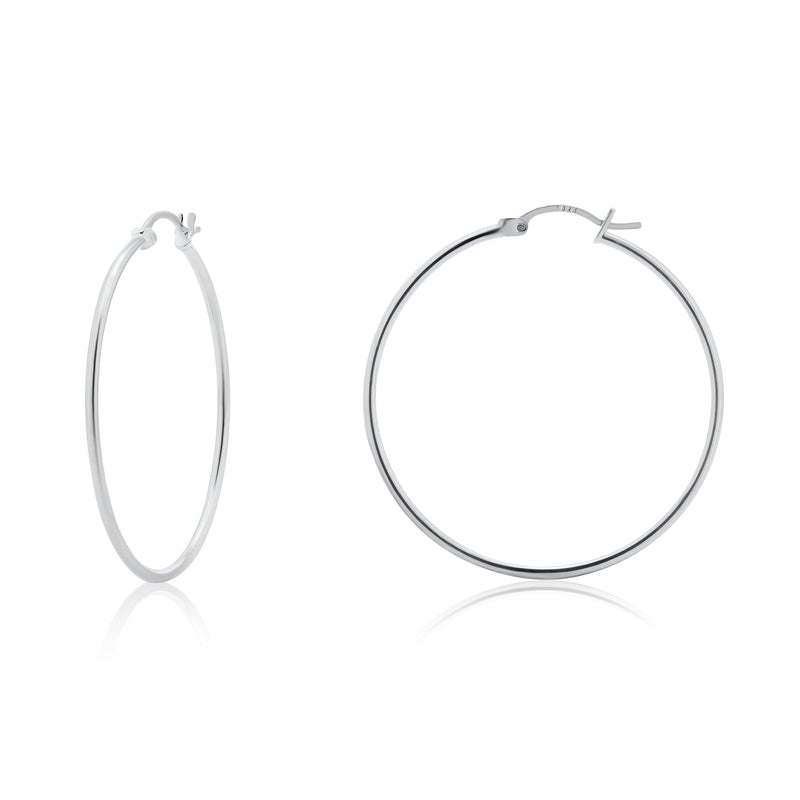 Silver 925 High Polished Hoop Earrings 1.5mm - HP02-1.5