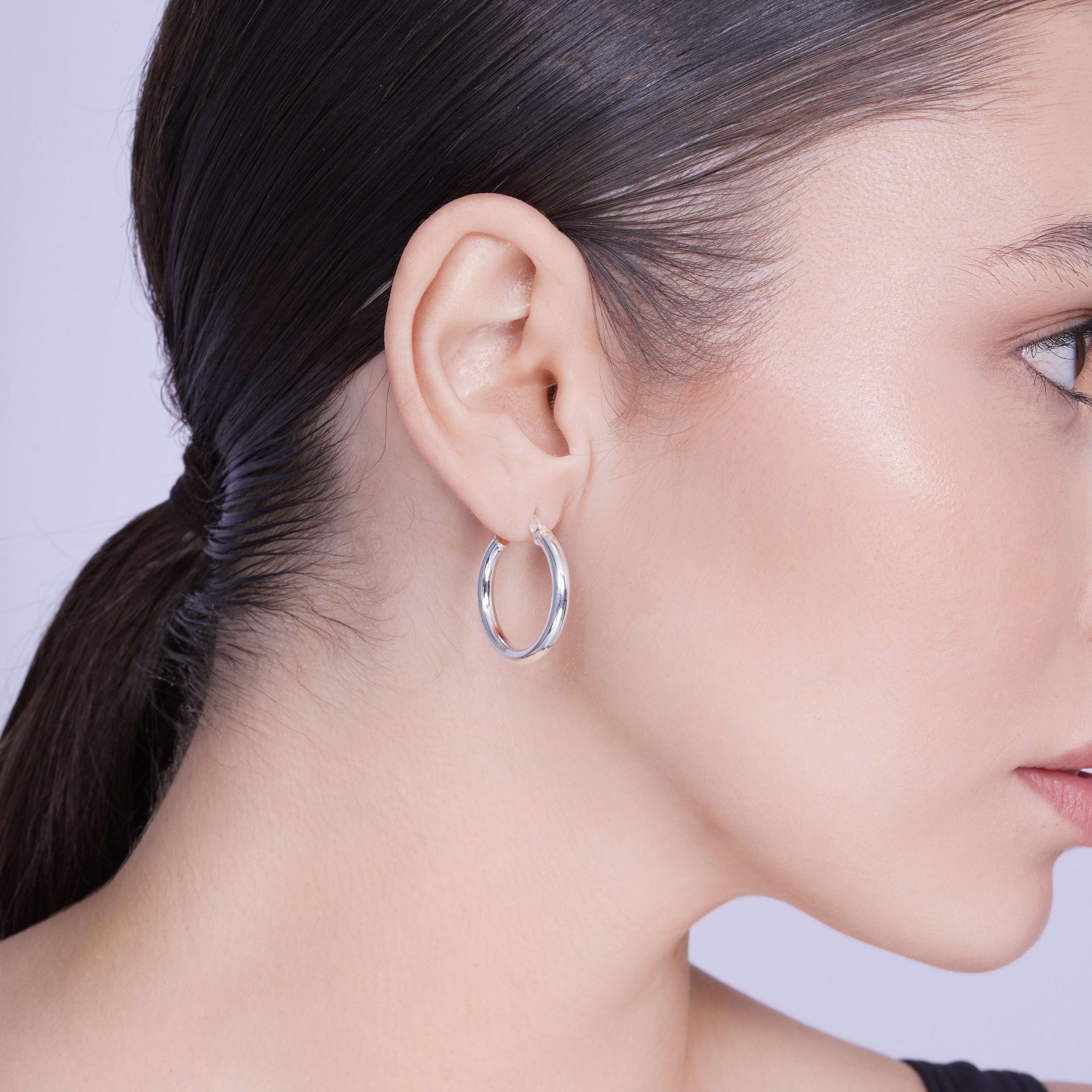 High Polished 925 Sterling Silver Hoop Earrings 3mm - HP02-3