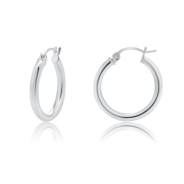 High Polished 925 Sterling Silver Hoop Earrings 3mm - HP02-3