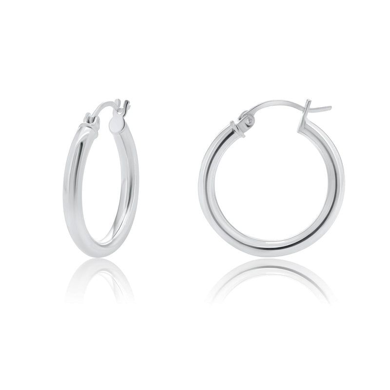 High Polished 925 Sterling Silver Hoop Earrings 3mm - HP02-3