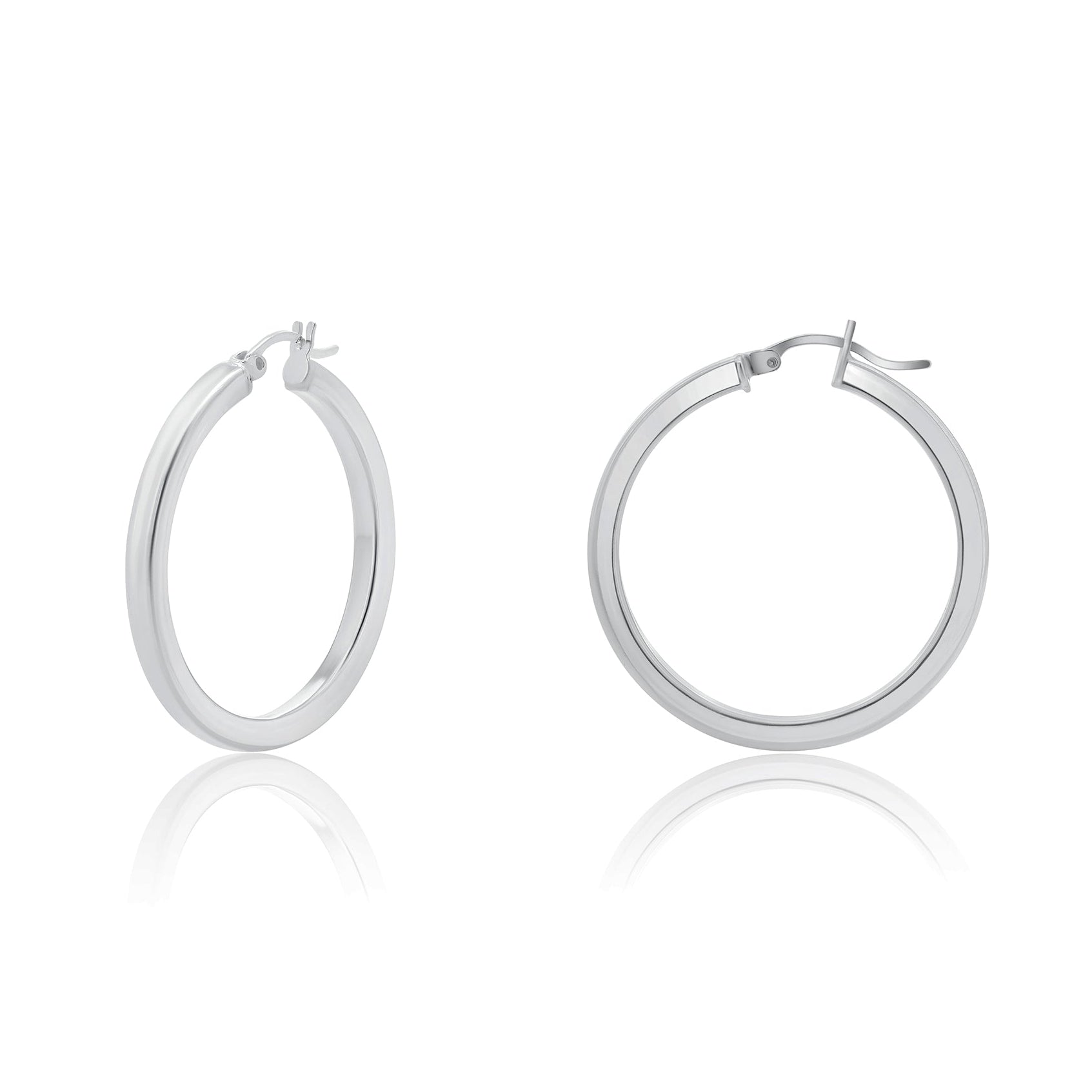 Silver 925 Square Flat Hoop Earring 3mm Wide - HP05-3 | Silver