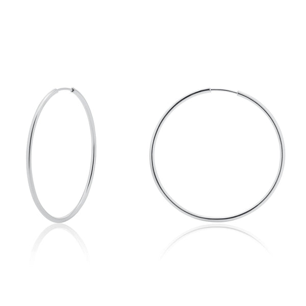Silver 925 High Polished Endless Hoop Earrings 1.5mm - HP06-1.5