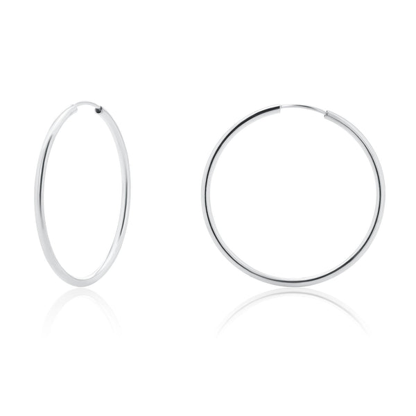 Silver 925 High Polished Endless Hoop Earrings 2mm - HP06-2