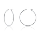 High Polished 925 Sterling Silver Hoop Earrings Rounded Hinge 2mm - HP01-2