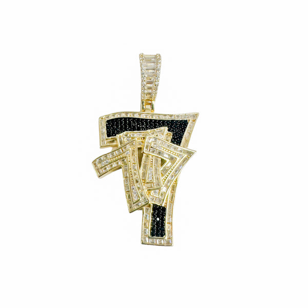 Colgante Lucky 7 con circonita transparente y negra chapada en oro de plata 925 - AAP00005