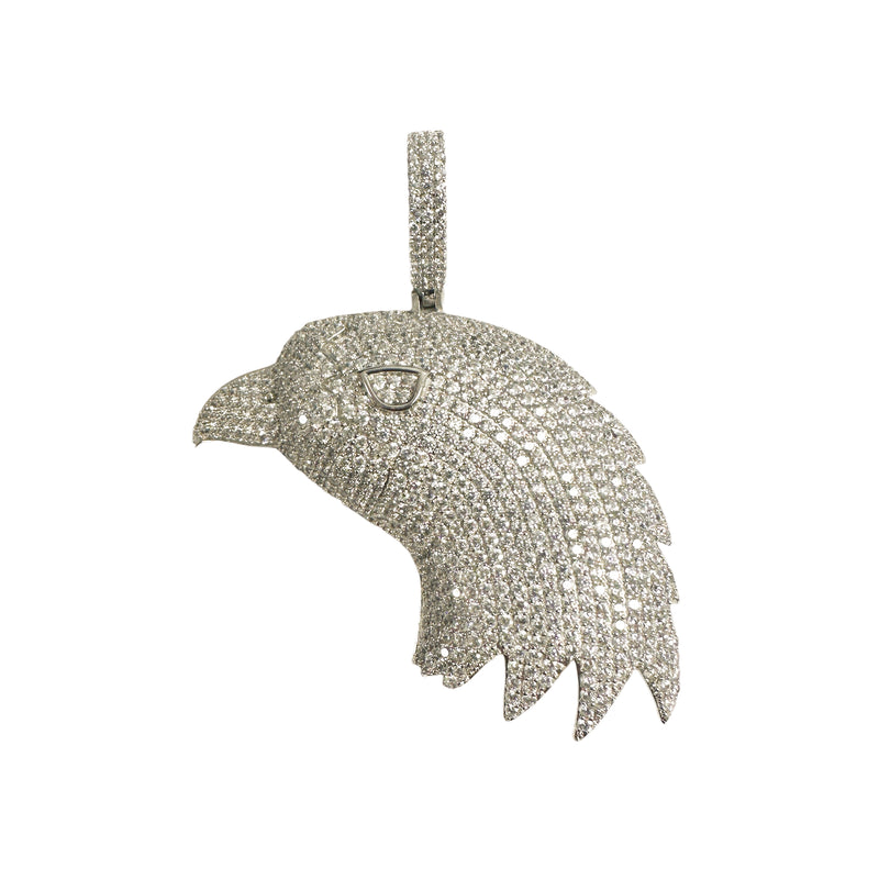 Colgante de circonita transparente con cabeza de águila chapada en rodio de plata 925 - SLP00401