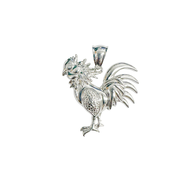 Colgante de ojo de gallo con circonita transparente chapado en rodio de plata 925 - SLP00414