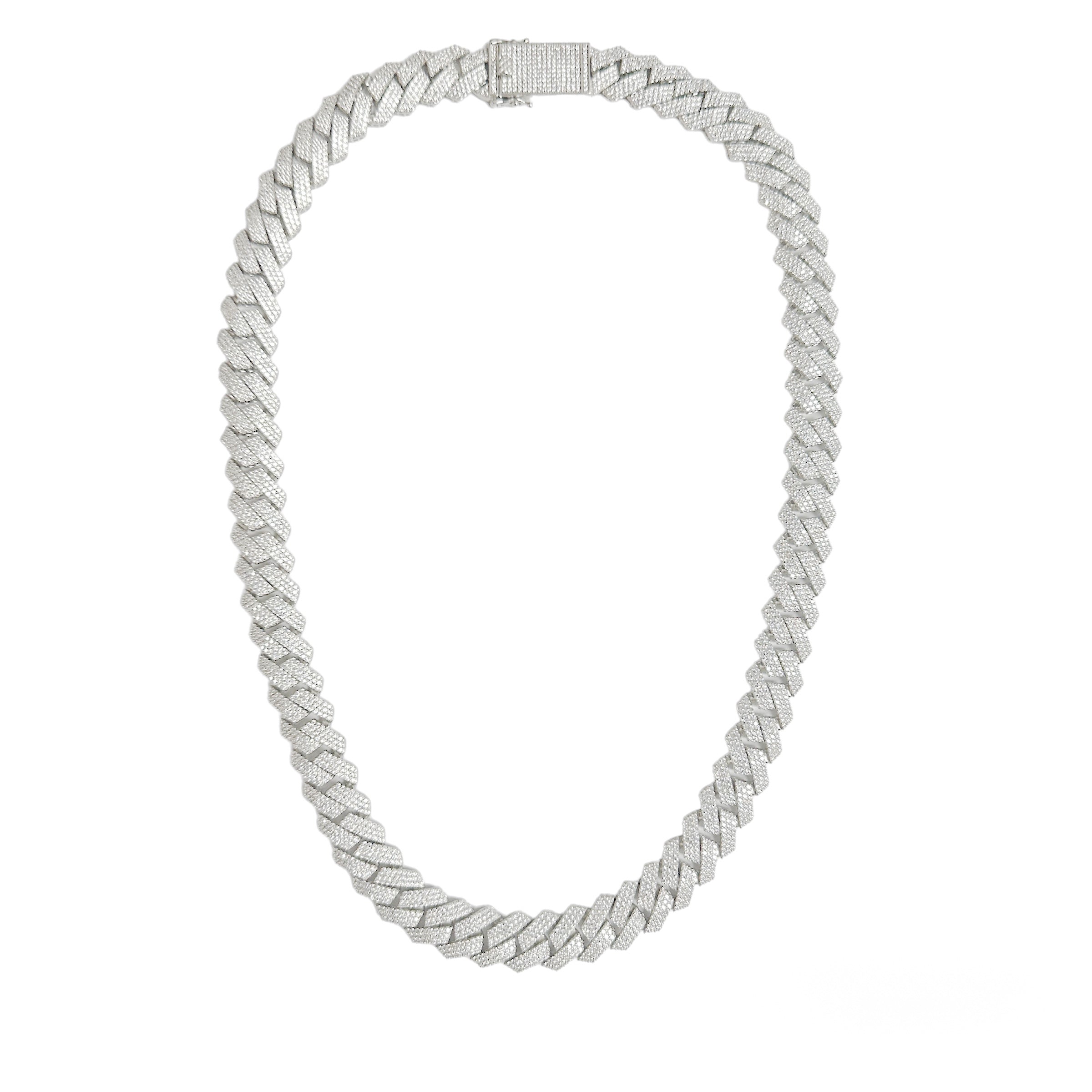 Rhodium Plated 925 Sterling Silver CZ Encrusted Miami Cuban Link 23mm Chain - GMN00214