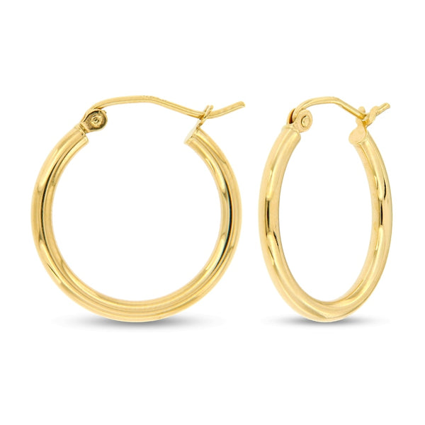 14E00360 - 14 Karat Yellow Gold 2mm Wire Hoop Earrings