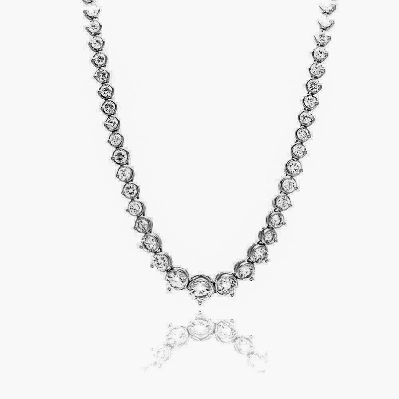 Silver 925 Rhodium Plated Chain CZ Tennis Necklace - BGP00451