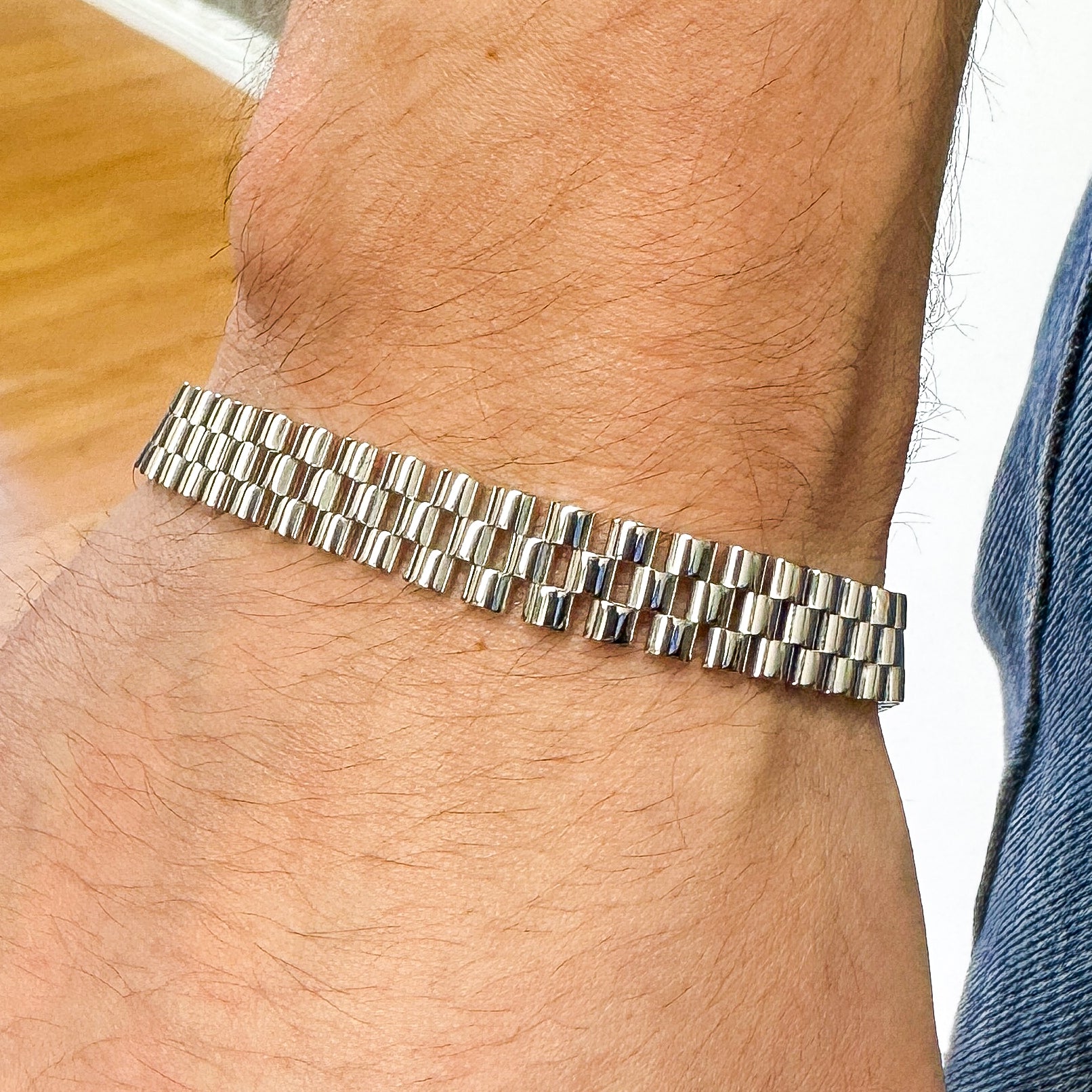 Silver 925 Rhodium Plated Watch Band Style 9.1mm Bracelet