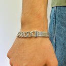 Pulsera de plata de ley 925 con centro en zigzag de 9,1 mm - CDIB00002