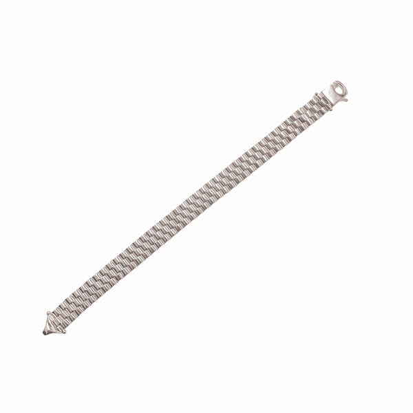 Silver 925 Rhodium Plated Watch Band Style 9.1mm Bracelet - CDIB00004