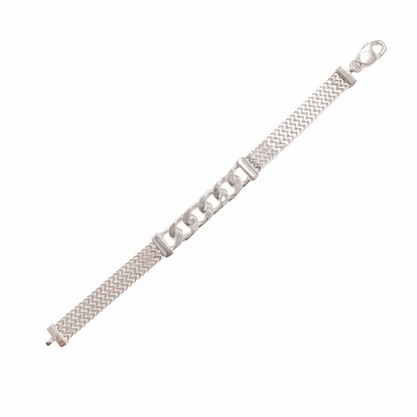 Silver 925  Zig Zag Curb Center 9.1mm Bracelet - CDIB00002