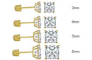 14MGME00039 - 14 Karat Yellow Gold Square Moissanite Stud Screw Back Earring