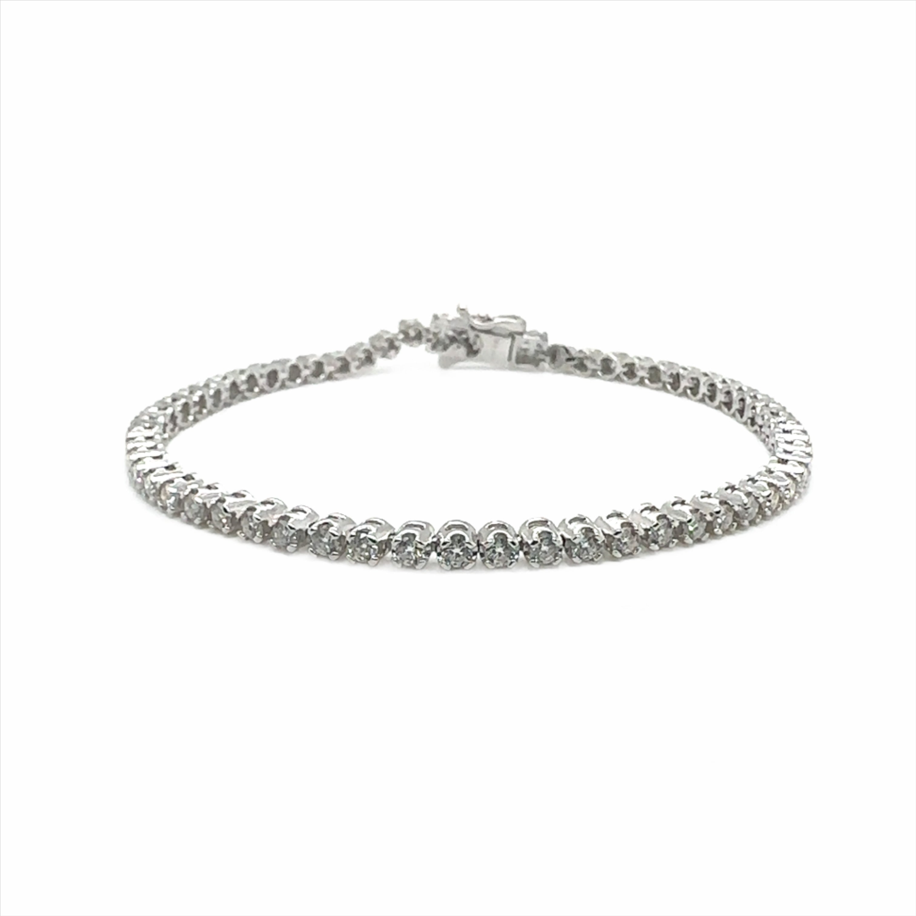 Rhodium Plated 925 Sterling Silver Round Moissanite 2.25mm Tennis