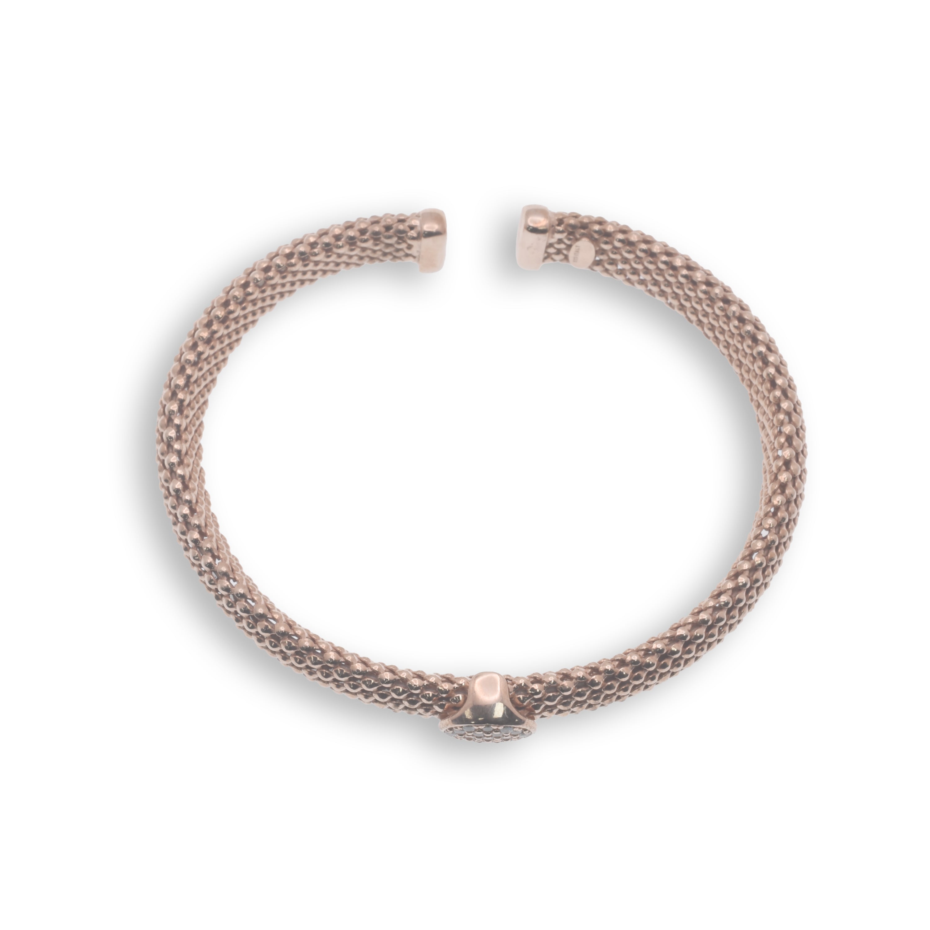 Clearance-Rose Gold Plated CZ Accent Cuff Bracelet - ITB00001RGP