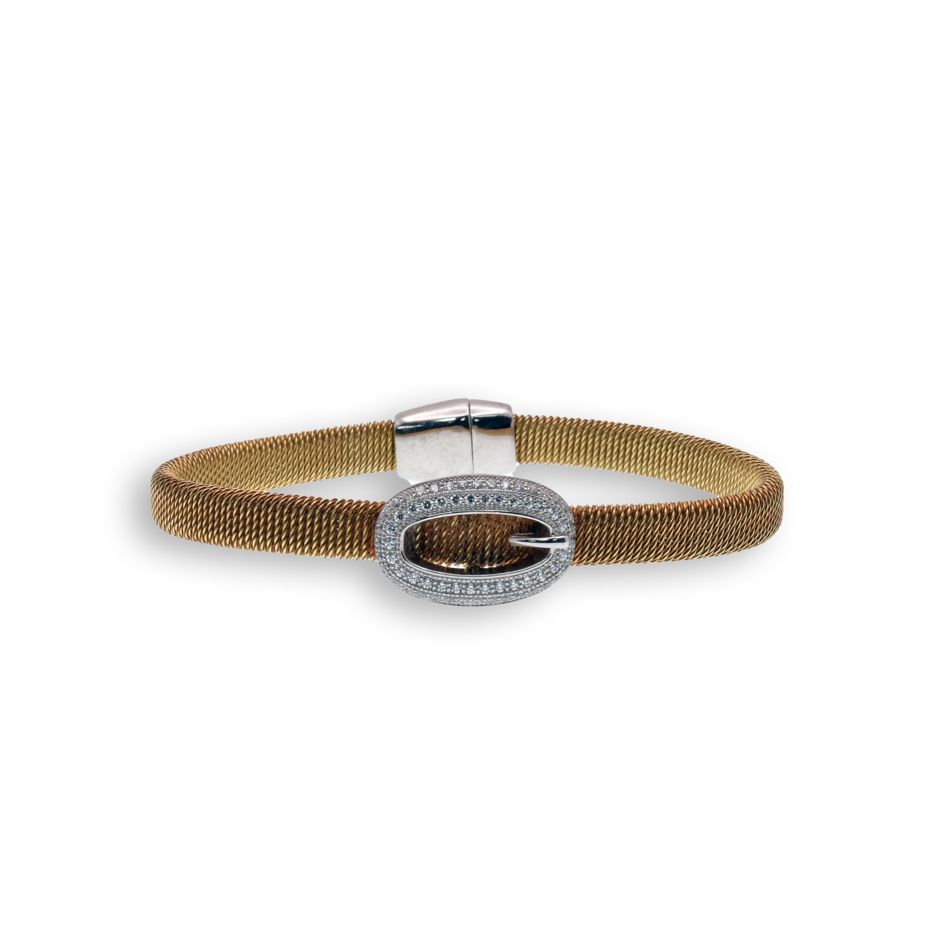 Clearance-Italian CZ Buckle Cuff Bracelet - ITB00013