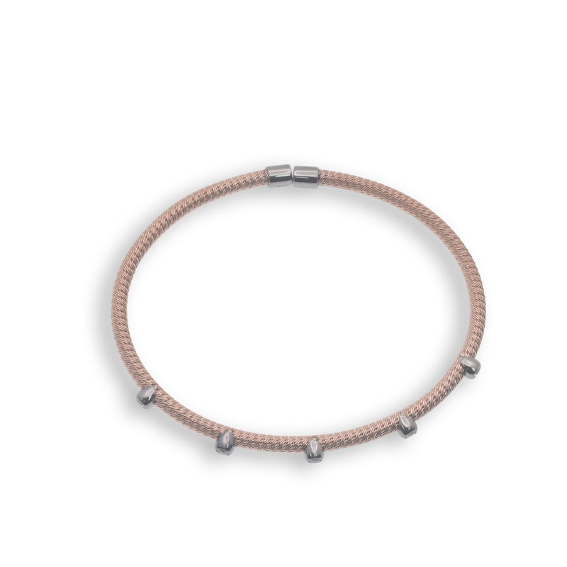 Clearance-Rose Gold & Black Plated CZ Cuff Bracelet - ITB00024RGP