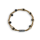 Clearance-Rhodium Plated Italian Twisted Mesh With Bead Bracelet- ITB00025GP