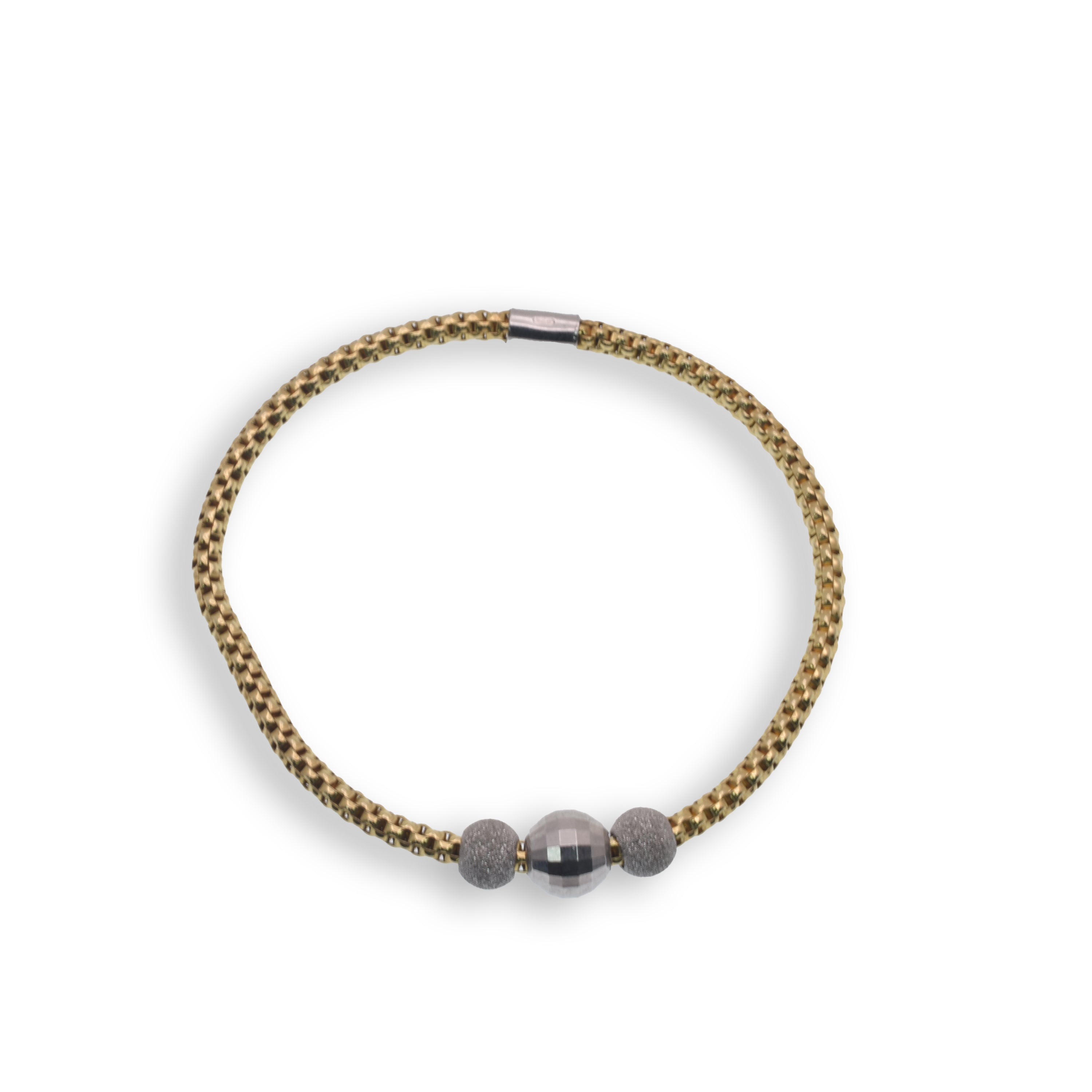 Clearance-Sterling Silver Disco Beaded Italian Stretchy Tube Bracelets - ITB00029