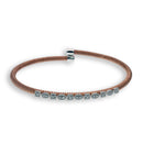 Clearance-Multi Shaped CZ Accent Italian Cuff Bracelet - ITB00042