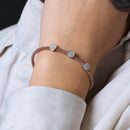 Pulsera italiana de plata de ley 925 con baño de rodio y oro rosa y circonitas transparentes de tres círculos - ITB00154PNK-RH