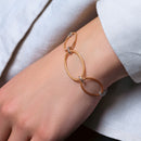 Pulsera italiana chapada en rodio de plata 925 con 3 detalles ovalados chapados en oro rosa - ITB00161RH-RGP