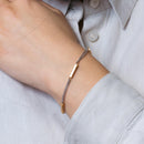 Silver 925 Rhodium Plated Chain with 3 Gold Plated Bars Italian Bracelet - ITB00163RH-GP