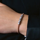 Pulsera italiana con micro pavé de circonita transparente chapada en oro rosa y rodio de plata 925 - ITB00171RGP