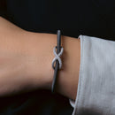 Silver 925 Rhodium and Black Rhodium Plated Infinity Micro Pave Clear CZ Italian Bracelet - ITB00174BLK