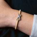 Silver 925 Rhodium and Gold Plated Infinity Micro Pave Clear CZ Italian Bracelet - ITB00174GP