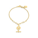 Pulsera ajustable con forma de donut y clip de papel en plata de ley 925 bañada en oro - ITB00332-GP