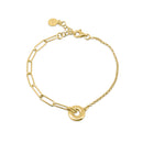 Pulsera ajustable de donut con clip de papel en plata de ley 925 bañada en oro - ITB00334-GP