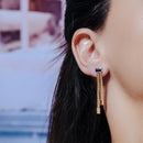 Silver 925 Gold Plated Dangling Earrings - ITE00067GP