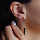 Pendientes De Barra Colgantes De Plata 925 Chapados En Oro Rosa - ITE00072RGP