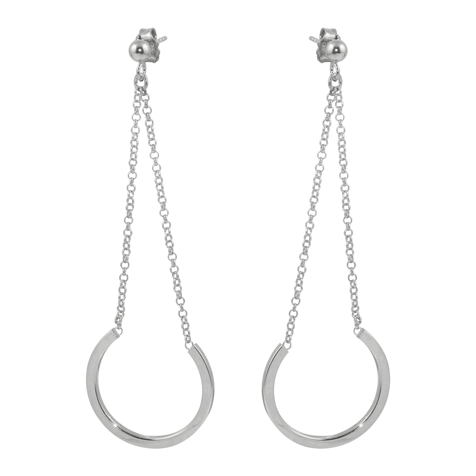 Pendientes colgantes de herradura de plata de ley rodiada - ITE00085RH