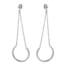 Sterling Silver Rhodium Plated  Dangling Horse Shoe Earrings - ITE00085RH