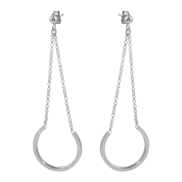 Sterling Silver Rhodium Plated  Dangling Horse Shoe Earrings - ITE00085RH