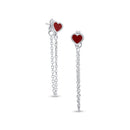 Pendientes de botón con forma de corazón y esmalte rojo en plata de ley 925 rodiada - ITE00096-RH