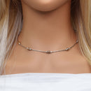 Black & Rhodium Plated 925 Sterling Silver Italian Beaded Necklace - ITN00001
