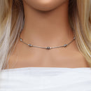 Black & Rhodium Plated 925 Sterling Silver Italian Beaded Necklace - ITN00001
