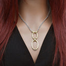 Rhodium & Gold Plated 925 Sterling Silver Italian Twisted Oval Necklace - ITN00003