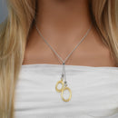 Rhodium & Gold Plated 925 Sterling Silver Italian Twisted Oval Necklace - ITN00004