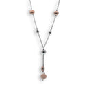 Rhodium & Rose Gold 925 Sterling Silver Beaded Italian Chain Necklace - ITN00038RH/RGP