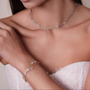 Silver 925 Multi-Plated Mesh Embedded CZ Thin Italian Bracelet - ITB00114