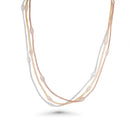 Collar de malla de triple hebra bañado en rodio de plata 925 relleno con circonita marquesa - ITN00050RH