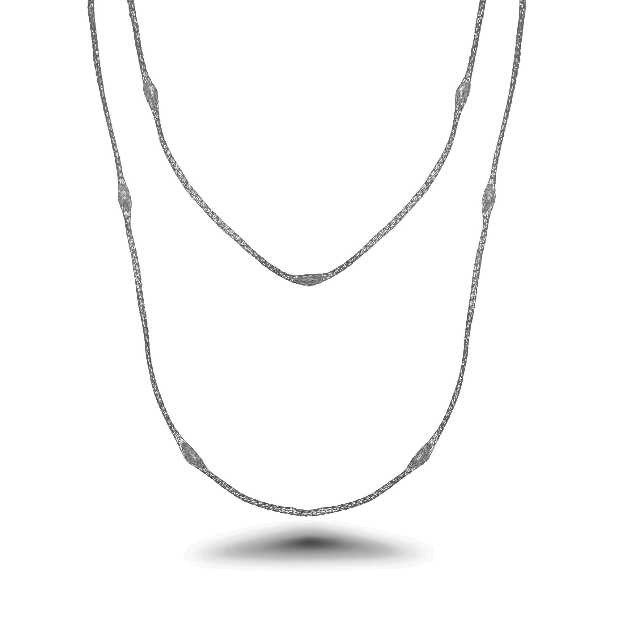 Silver 925  Rhodium Plated Mystical Chain Italian Necklace - ITN00051