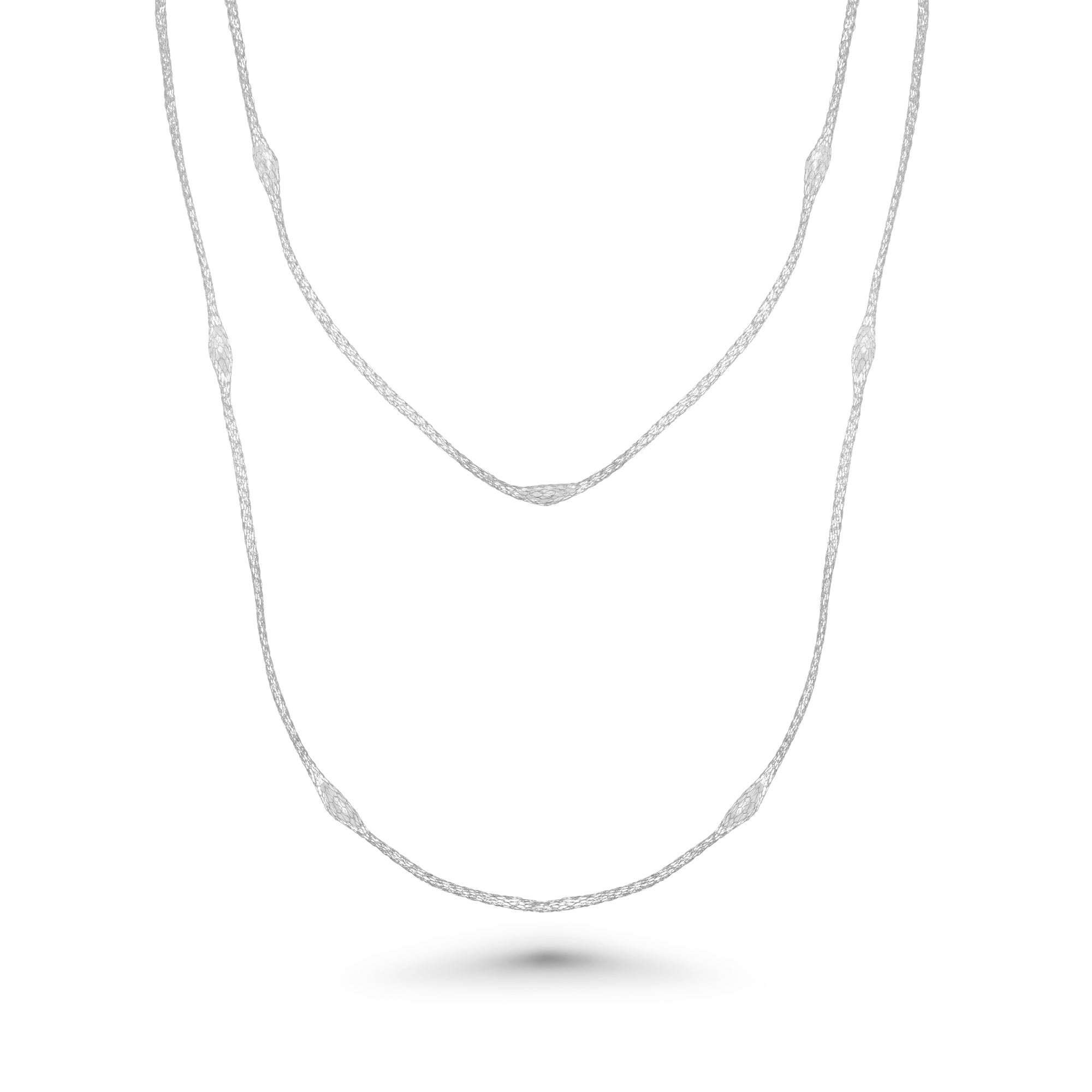 Silver 925  Rhodium Plated Mystical Chain Italian Necklace - ITN00051